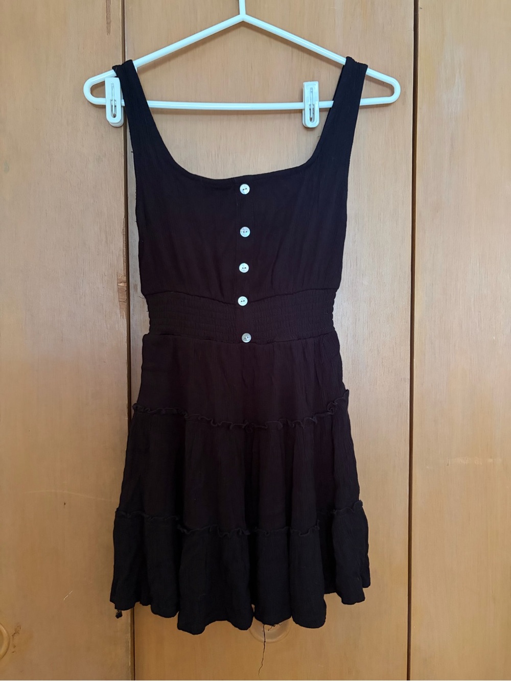 Forever 21 Black Sleeveless Tiered Mini Dress with Buttons - Picture 1 of 2